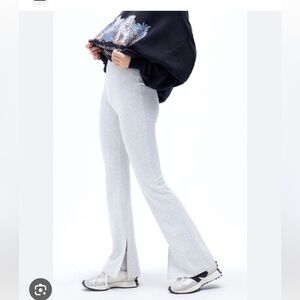 Grey ribbed flare pants